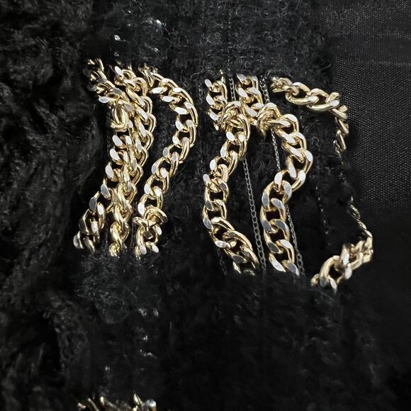 Gaetano Navarra Blazer Womens IT 40 Small Black Boucle Fringe Chain Italy Peplum - Picture 9 of 16